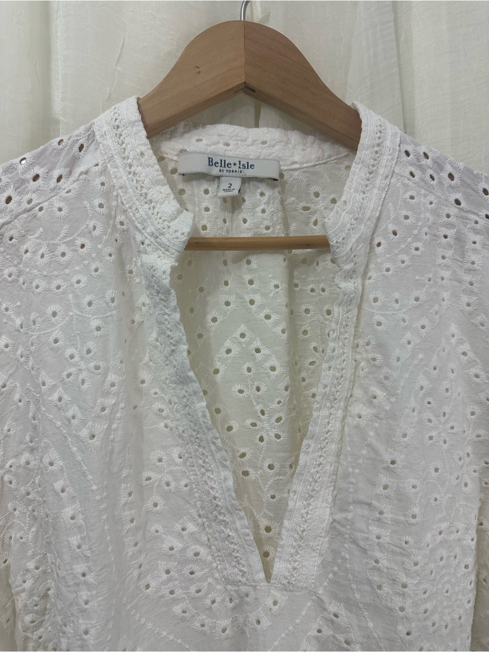 TORRID Belle Isle White Eyelet V-Neck Beachy Peasant Blouse - Picture 2 of 5